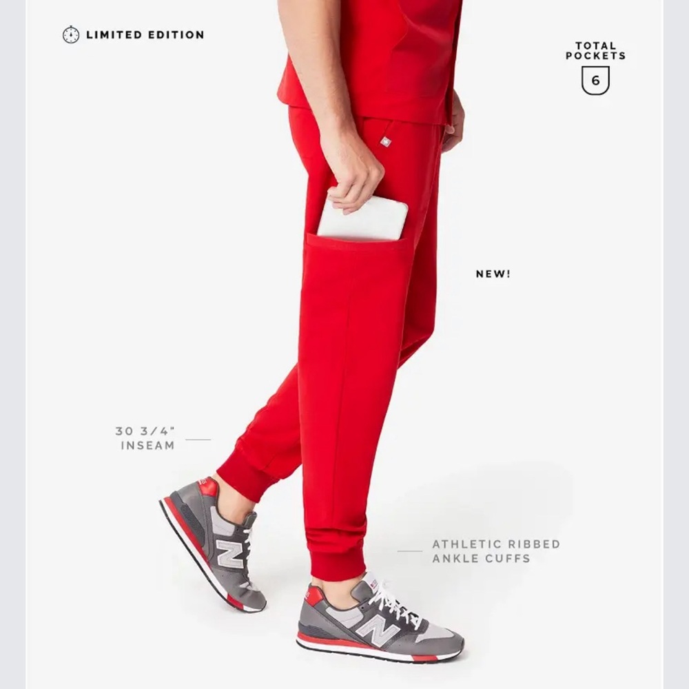 FIGS - Men’s Red Hidmo Scrub Pants; Small